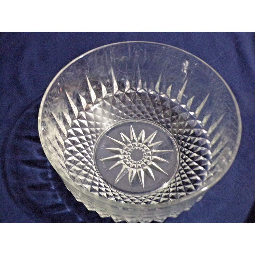 Gorham Lead Crystal Lotus Bowl Mfg Arcoroc Candy Dish Clear Diamond Cut Star
